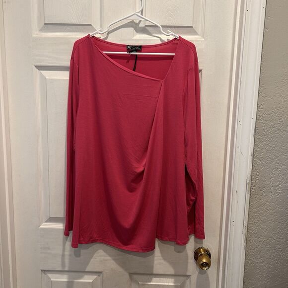 DG2 by Diane Gilman Tops - DG2 Pink Draped Long Sleeve Women Top 2X NWT Classic Minimalist